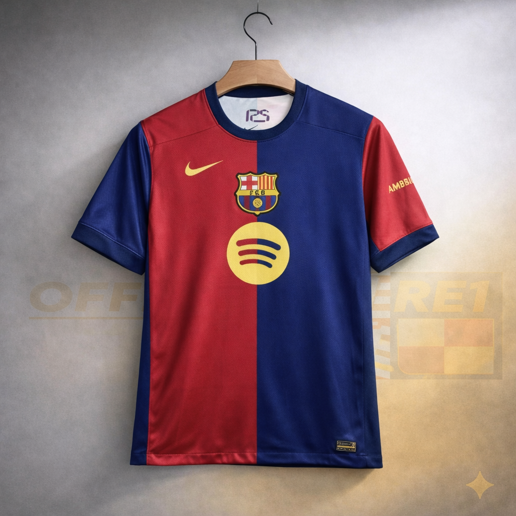 OFFSIDE R1 FC Barcelona Home Jersey – Short Sleeve Football T-Shirt (Red & Blue)