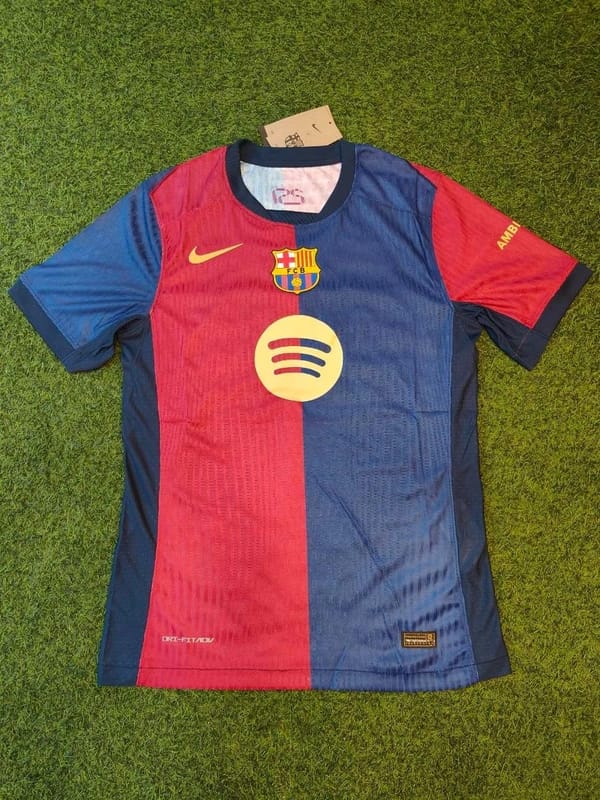 OFFSIDE R1 Barcelona-Style Home Jersey – Short Sleeve Football T-Shirt (Red & Navy Blue)